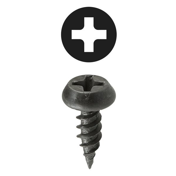 L.H. Dottie Sheet Metal Screw, #6 x 7/16 in, Black Oxide Steel Pan Head Phillips Drive, 100 PK F6716